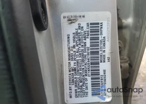 2004 Toyota Corolla Matrix Xr из США, поврежденный, VIN 2T1KR32E64C190102